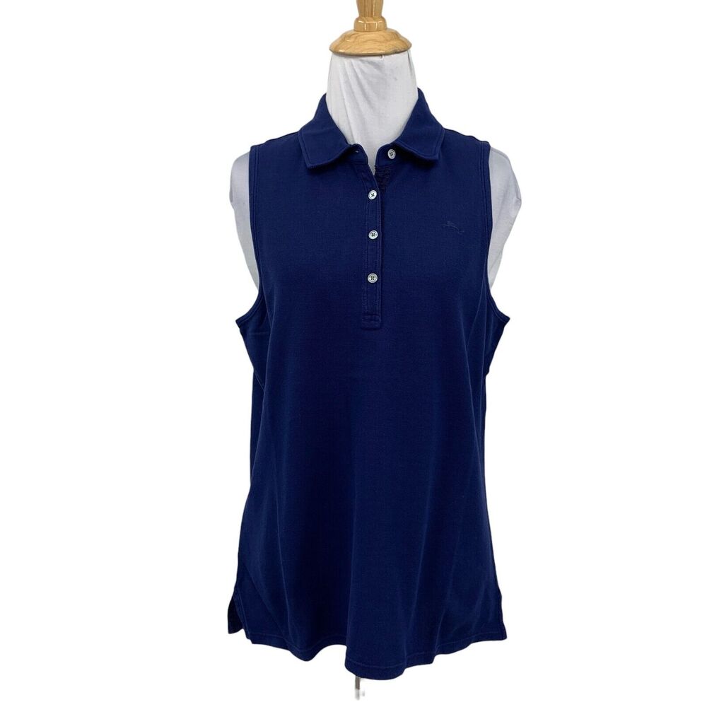 Tommy Bahama Shirt Womens M Medium Storm Paradise Dyed Sleeveless Golf Polo